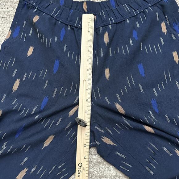 J Jill Pure Jill Elements Pants Womens Medium Navy Ikat Wide Leg Cropped Pull On - Picture 9 of 11